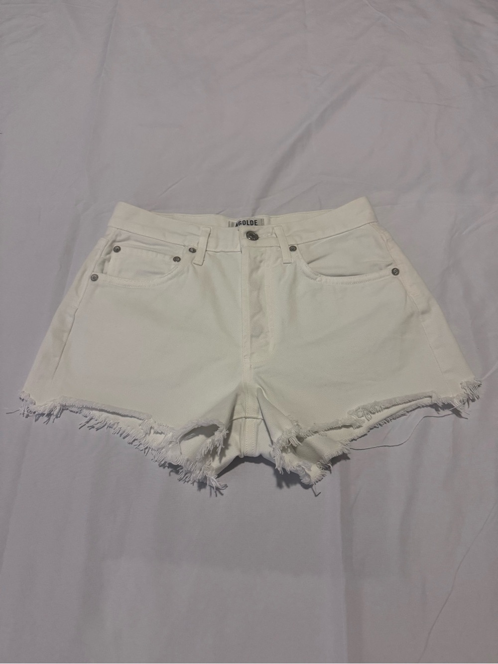 AGOLDE Parker Vintage Cut Off Shorts Detour White Size 25
